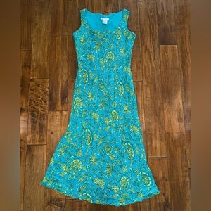 NWT Jane Seymour 100% Silk Maxi Dress Vintage Lime Green Turquoise 12 petite Y2K